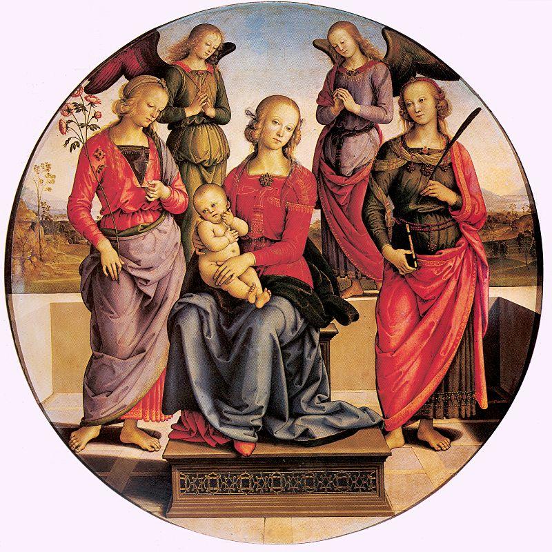 PERUGINO, Pietro Madonna Enthroned with Child and Two Saints Germany oil painting art